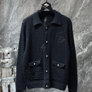 [국내배송]크롬하츠 가죽패치 버튼 카라 가디건