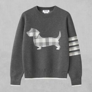 [국내배송]톰브라운 크레이프 체크 자카드 헥터 아이콘 4-바 니트 풀오버