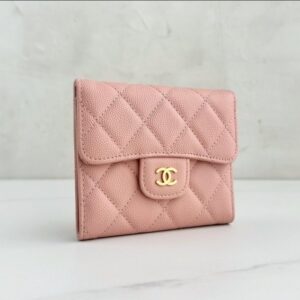 [국내배송]샤넬 클래식 캐비어 플랩 월릿 핑크 금장 AP0231
