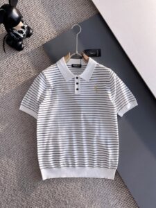 [국내배송]생로랑 2025S/S 단가라 자수로고 쿨니트 카라 티셔츠