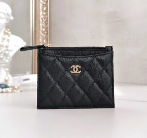 [국내배송]샤넬 클래식 지퍼 카드지갑 캐비어 블랙 금장