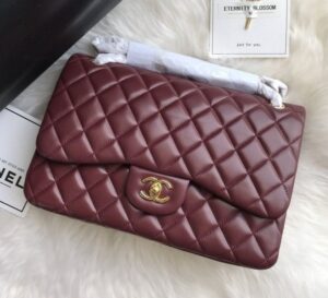 [국내배송]샤넬 클래식 플랩백 램스킨 버건디 금장 라지 A58600