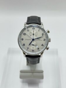 [국내배송]IWC 포르투기스 흰판 블루핸즈 은장 가죽밴드 시계 40미리