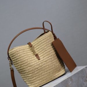 [국내배송]생로랑 우븐 라피아 LE 37 버킷백 742828 (최상위버전)