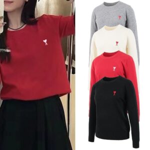 [국내배송]아미 하트 라운드 울 니트