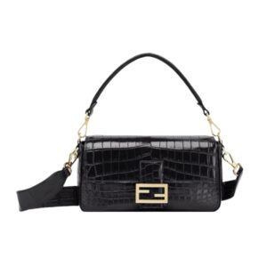 [프리미엄/해외배송]펜디 바게트 백 미디엄 크로커다일(블랙)